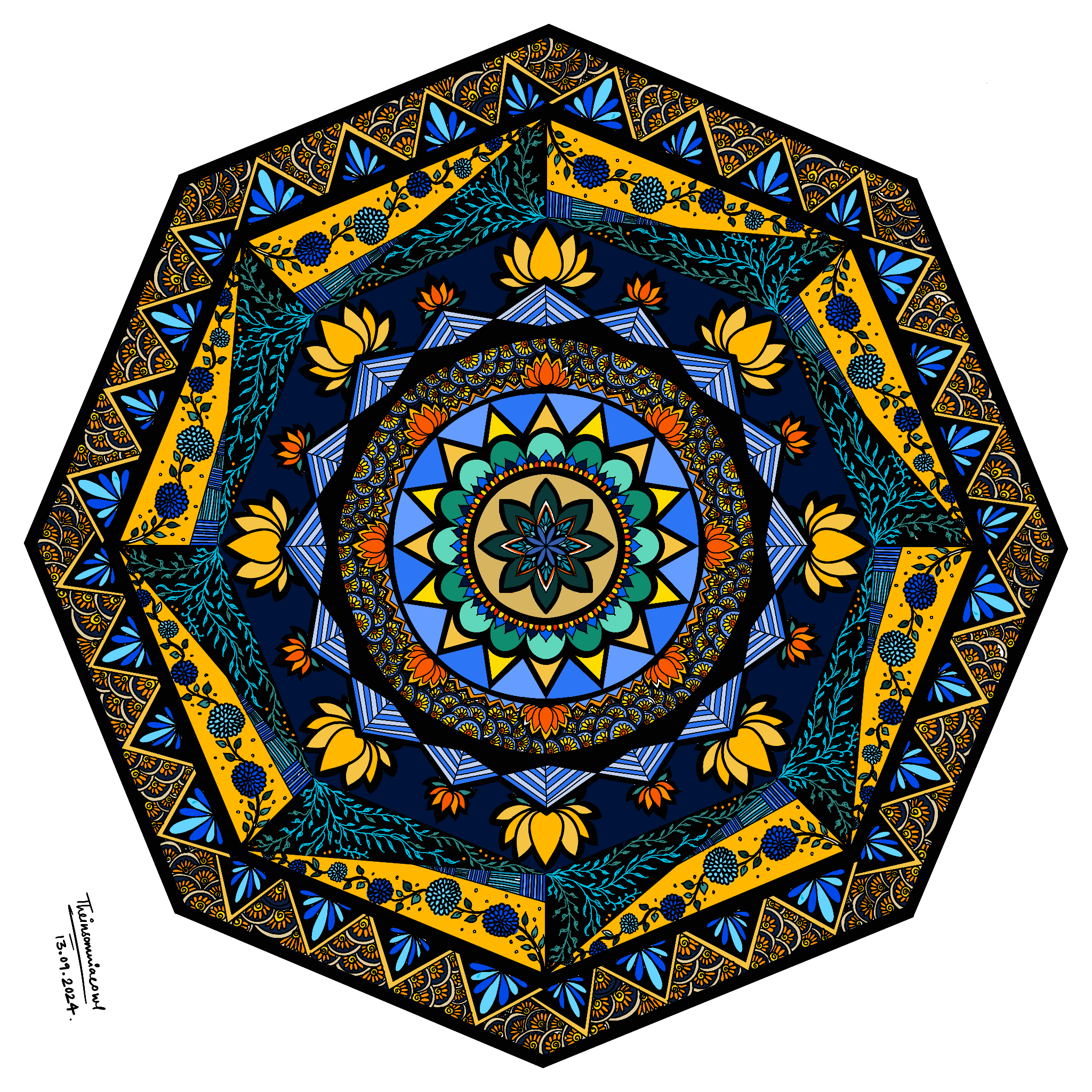 Geometric Black and White Mandala